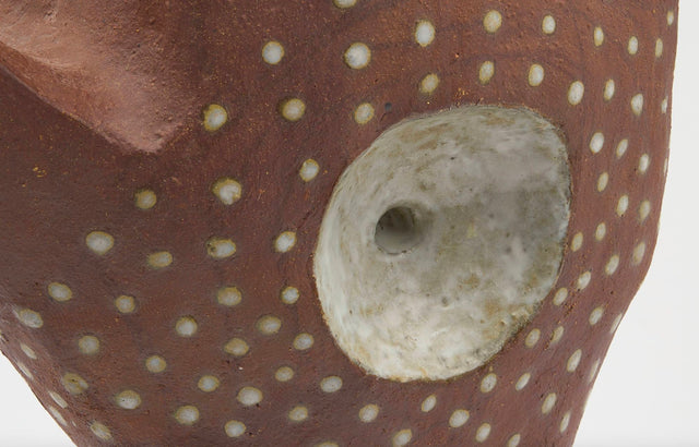 Monumental Leza McVey Surrealist "Eye in Hand" Ceramic Sculpture, 1977