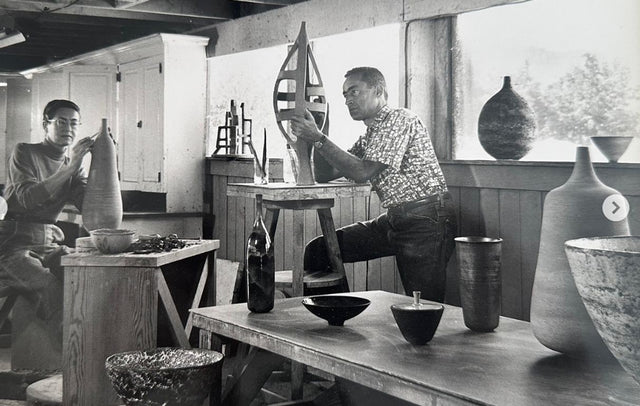 Gertrud and Otto Natzler Long-Necked Cylindrical Bottle with Lip, 1967