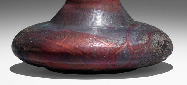 Gertrud and Otto Natzler Rare Squat Bottle Form with Long Neck, 1974