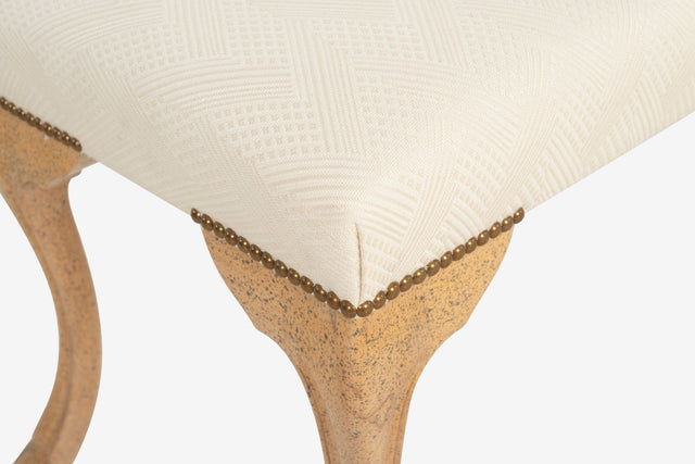 Pair of William Switzer Stools, c. 1985 – Maple Hoof-Foot Bases & Diamond-Print Upholstery