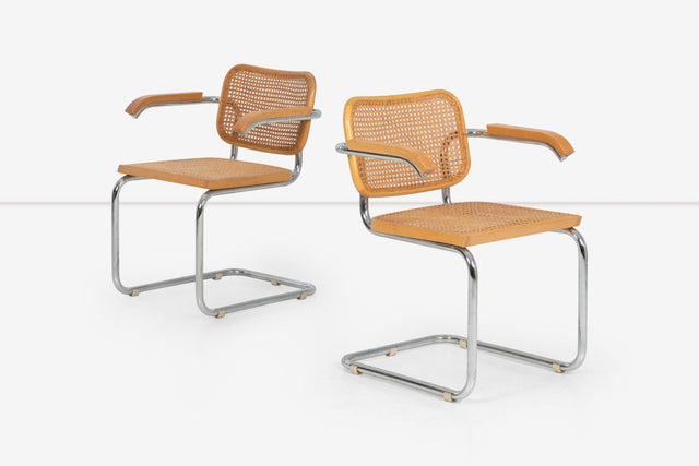 Marcel Breuer B64 Cesca Dining Chairs with Arms set of Six