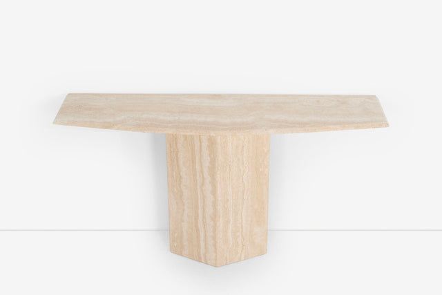 Console Table in Italian Travertine Marble 1970s