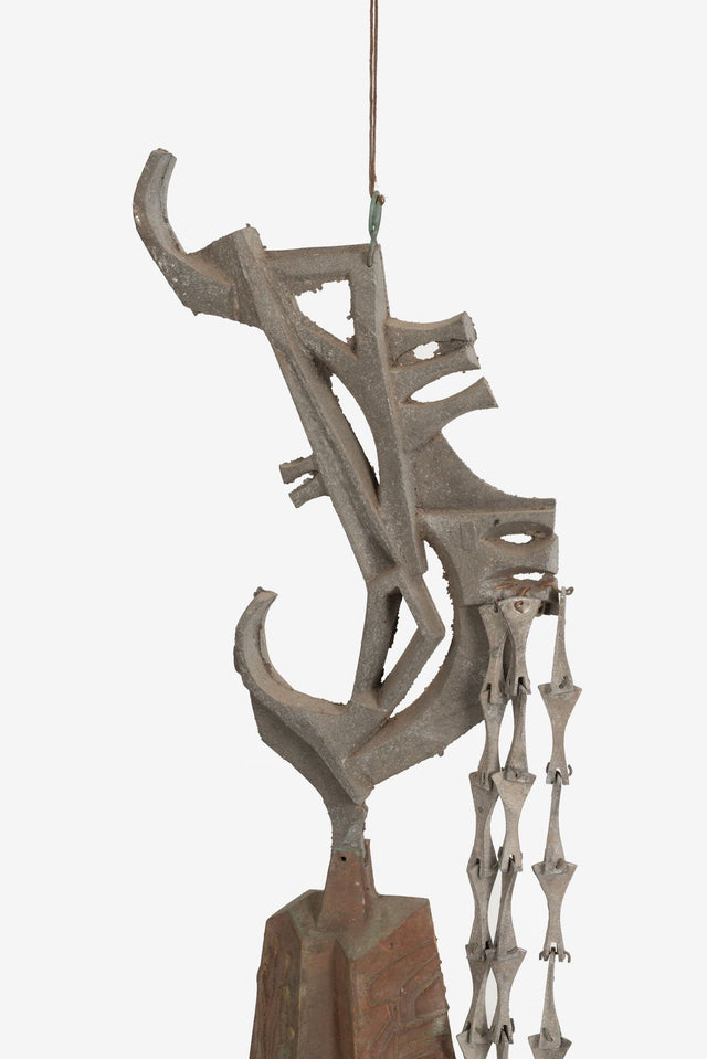 Monumental Paolo Soleri Brutalist Bronze Bell with Cast Aluminum Spine, 1960