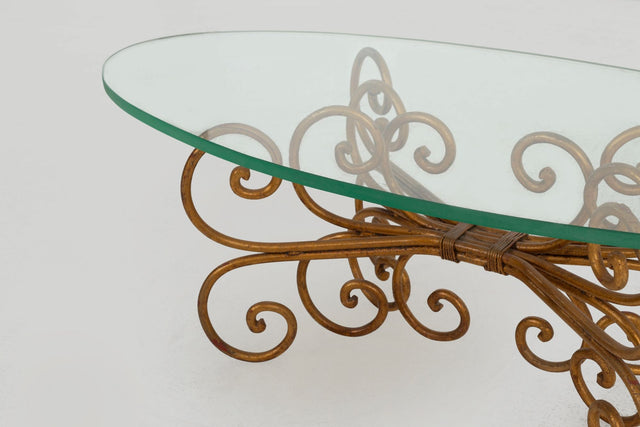 Gilt Wrought Iron Coffee Table in the Style of Maison Jansen