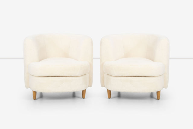 Pair of Gilbert Rohde Attributed Cloud Form Lounge Chairs 1940's