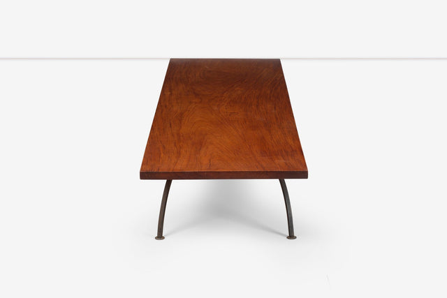 Arthur Espenet Carpenter Wrought Iron Coffee Table in Narra Wood 1960
