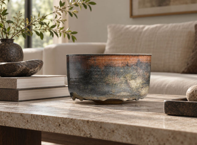 Gertrud and Otto Natzler Cylindrical bowl with lip 1980