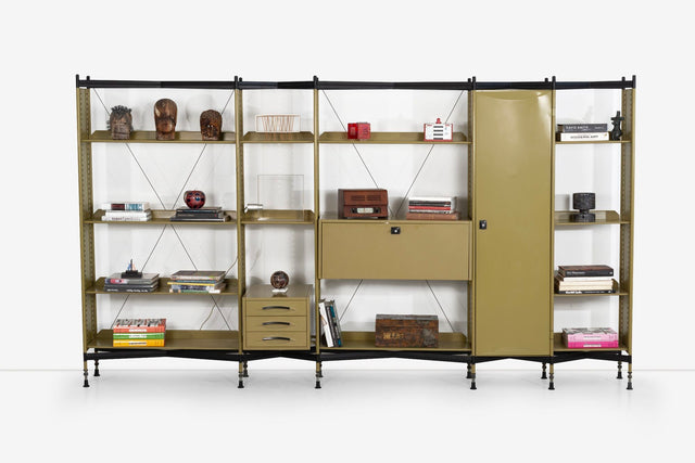 Studio BBPR Wall Unit in Olive Green and Black 1960