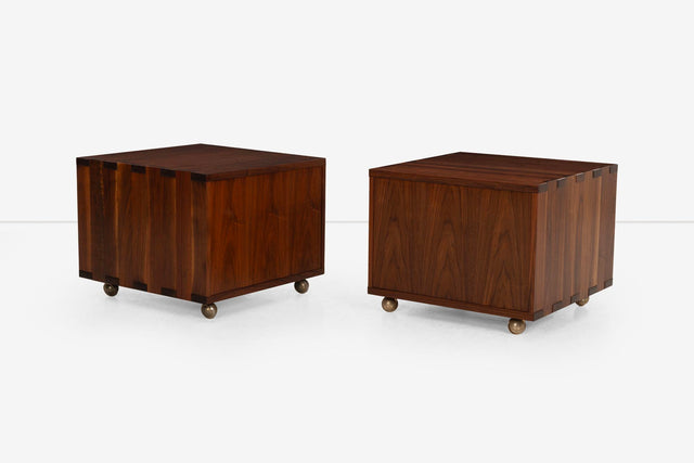 Edward Wormley for Dunbar Janus Group ,Pair of End Tables on Casters 1958