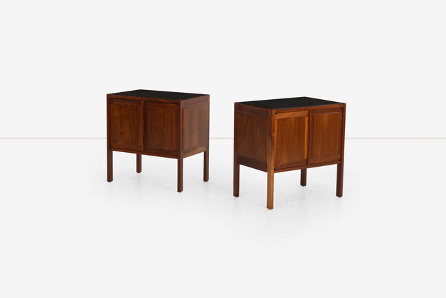 Jack Cartwright for Founders Furniture Walnut and Slate Nightstands, 1960