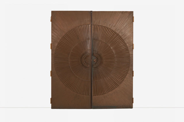 Billy Joe McCarroll and David Gillespie Bronze Brutalist Heroic Sunburst Doors 1970's