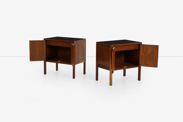 Jack Cartwright for Founders Furniture Walnut and Slate Nightstands, 1960