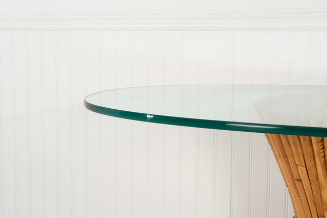 McGuire Sculptural Rattan & Bamboo "Sheaf of Wheat" Oval Console Table