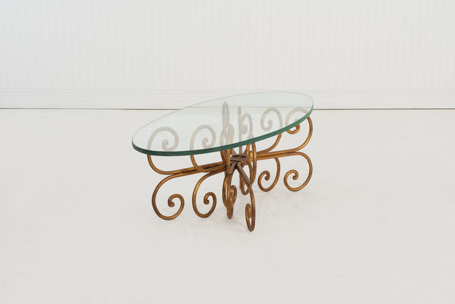 Gilt Wrought Iron Coffee Table in the Style of Maison Jansen