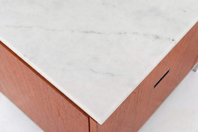 Florence Knoll Eight-Drawer Credenza Teakwood and Marble 1973