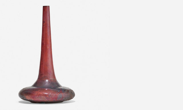 Gertrud and Otto Natzler Rare Squat Bottle Form with Long Neck, 1974