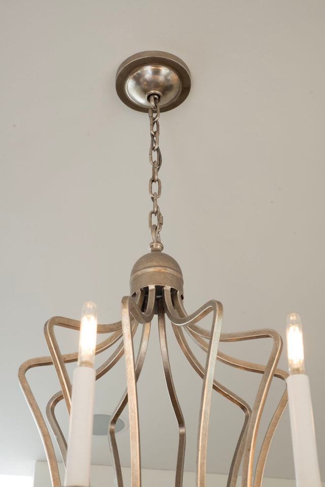 Paul Ferrante Custom Antiqued Silver Leaf 10 bulb Hand Forged Candelabra