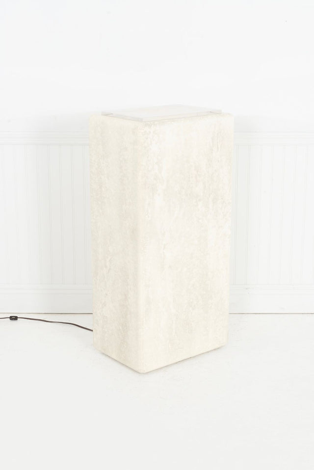 Illuminating Faux Travertine Pedestal