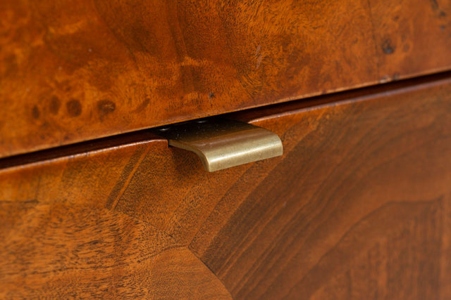 Tomlinson Burl Walnut Credenza or Sideboard, Brass Trim, North Carolina, 1960s