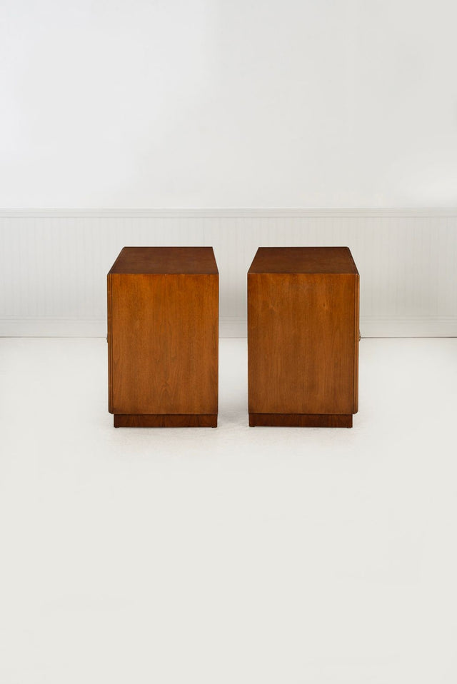 Benard Rhone for Mastercraft Cabinets, Burled Elm with Brass Knocker Pulls, 1965