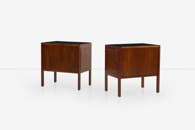 Jack Cartwright for Founders Furniture Walnut and Slate Nightstands, 1960