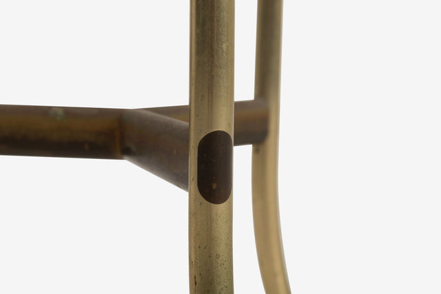 Cedric Hartman Model AE Side Table in Brass, Bronze, and Travertine, 1973