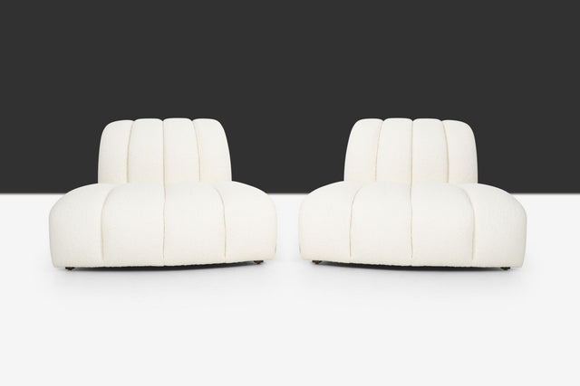Pair of Berndhart Channeled "Flair" Lounge Chairs with upholstered matching Cube Table