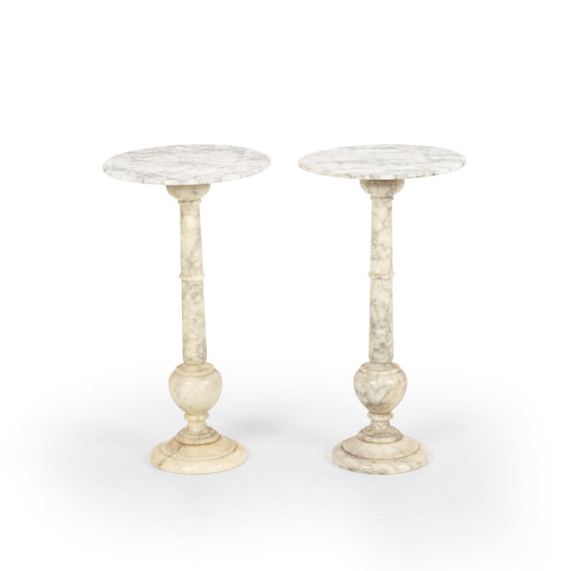 Pair of Alabaster End Tables or Plant or Display Collums