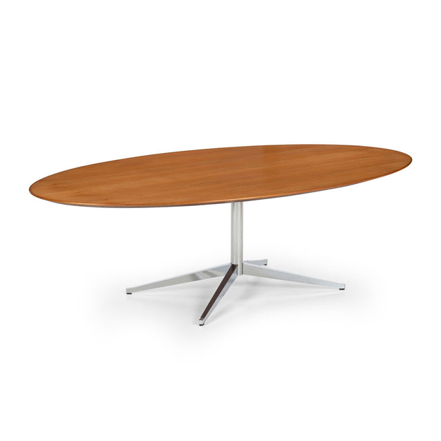 Florence Knoll Dining Table with Cherry Wood Beveled Edge Top