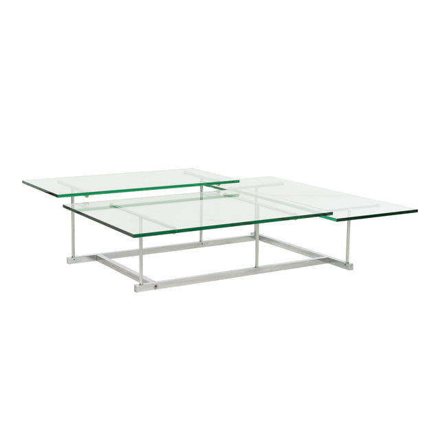 Gerald McCabe for Orange Crate 3 Level Steel and Glass Cocktail Table
