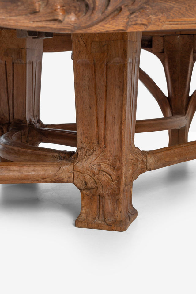 Monumental Art Nouveau Dining Table Attributed to Victor Horta from the Firehouse, San Francisco