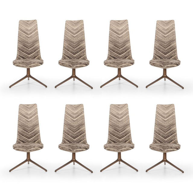 Osvaldo Borsani Set of Eight Unique High Back Dining Chairs for Tecno 1971