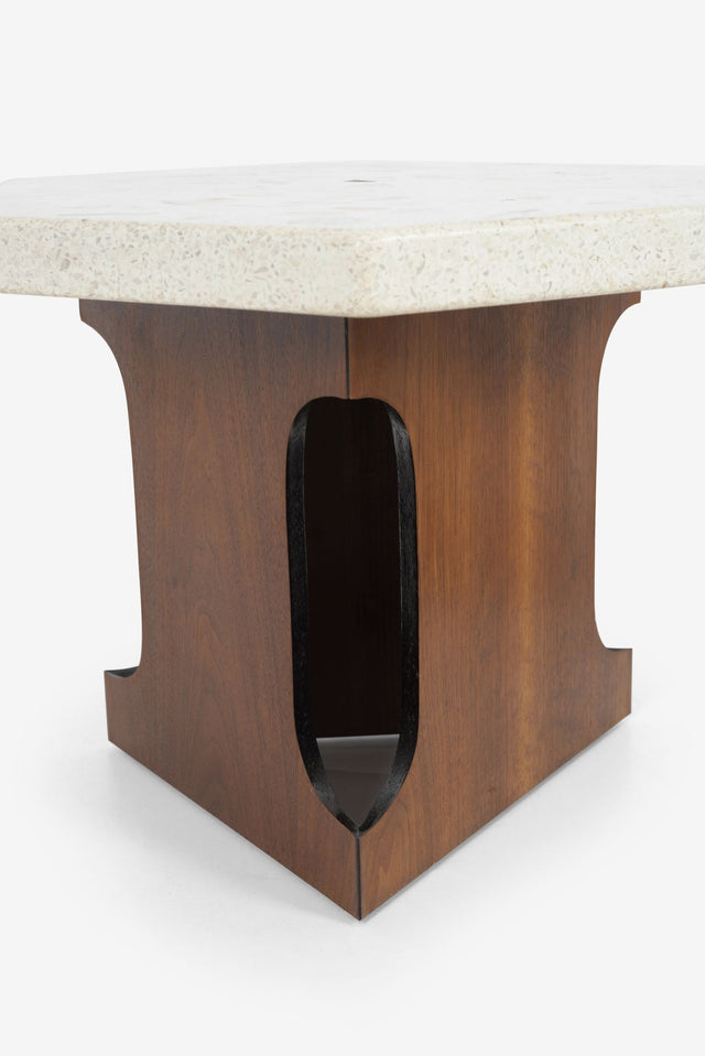 Harvey Probber Style End Tables Hexagonal Terazzo Tops