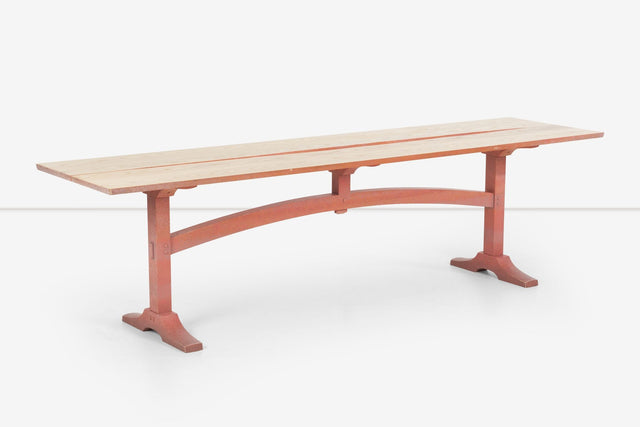 Nine Foot Hand Crafted Free-Edge Trestle Table by Don Braden