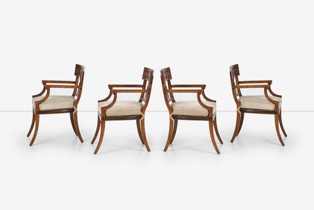 Set of Four Micheal Talor Klismos Arm Chairs for Baker