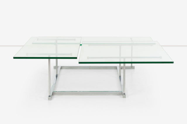Gerald McCabe for Orange Crate 3 Level Steel and Glass Cocktail Table