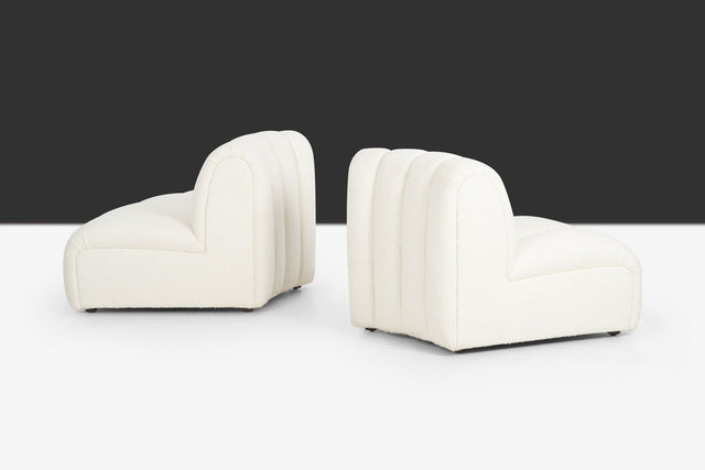 Pair of Berndhart Channeled "Flair" Lounge Chairs with upholstered matching Cube Table