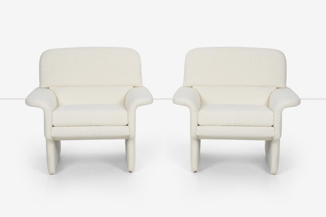 Vladimir Attributed Pair of Lounge Chairs and Ottomans