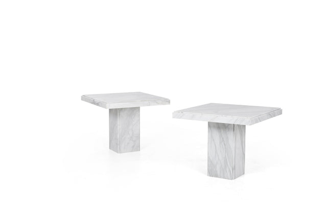 Pair of Carrara Marble End Tables