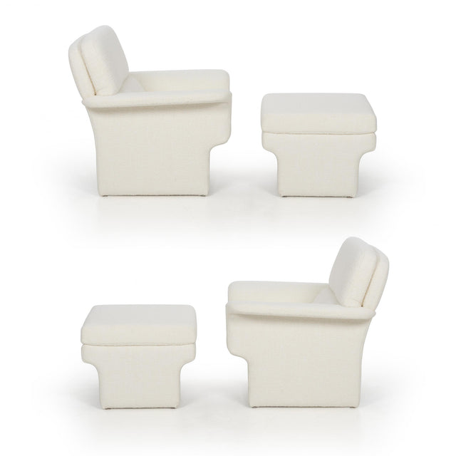 Vladimir Attributed Pair of Lounge Chairs and Ottomans, c. 1985