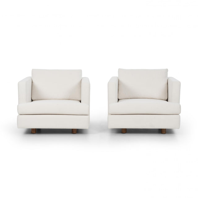 Harvey Probber Pair of Lounge Chairs reupholstered with Boucle, c. 1955