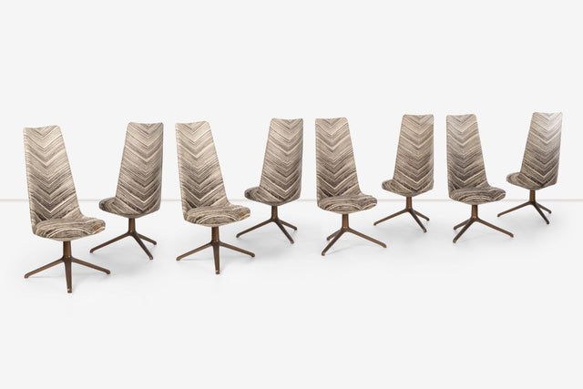 Osvaldo Borsani Set of Eight Unique High Back Dining Chairs for Tecno 1971