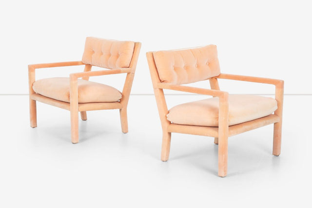 Pair of Milo Baughman Parsons Style Pull-Up Lounge Chairs