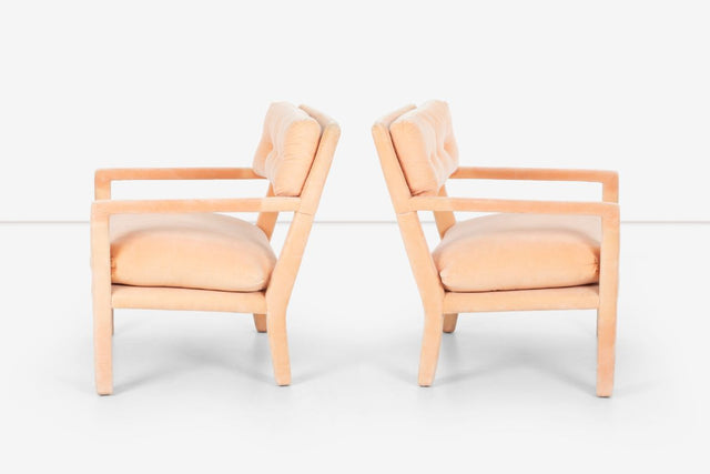 Pair of Milo Baughman Parsons Style Pull-Up Lounge Chairs