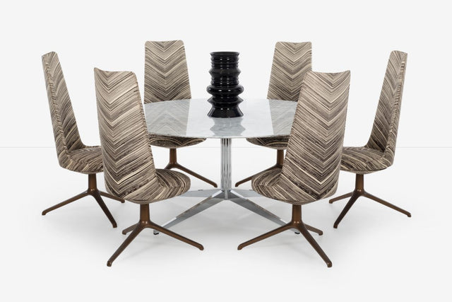 Osvaldo Borsani Set of Eight Unique High Back Dining Chairs for Tecno 1971